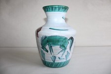 Vase céramique Valcera Valais Suisse, cheval, vert, vintage, hauteur 20.5 cm