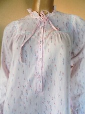CHEMISE DE NUIT LONGUE BRODEE VINTAGE ROSE MANCHE LONGUE 100 % VISCOSE T38 NEUVE