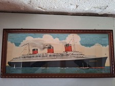 PAQUEBOT LE NORMANDIE, CHROMO ANNÉES 30, ENCADRÉE SOUS VERRE