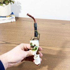 Pipe de chasse allemande ancienne en porcelaine émaillée décor cerf – Circa 1930