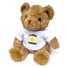 Neuf - I Love Tennis - Ours en Peluche - Mignon Doudou Tennis Ventilateur Cadeau