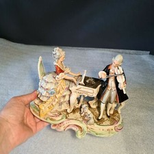  ? Statuette porcelaine allemande groupe piano ? marque bleue a identifier 