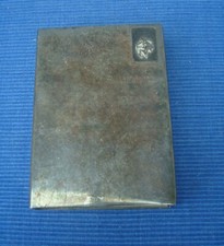 V45 Grand Etui Porte Boite Allumette Metal Argenté Poinçon Décor Lion