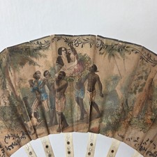 Eventail Ancien Paul et Virginie Romantique Louis Philippe XIXè 19thC Hand Fan