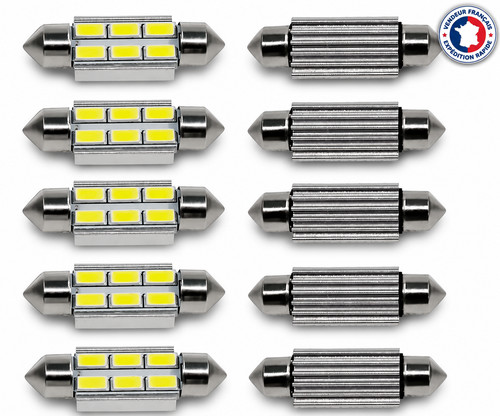 10x ampoules navettes led - navettes, 39mm