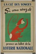 Dufour Max Loterie Nationale Circa 1950 Affiche Originale Économie