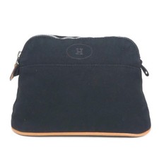 Auth HERMES Bolide Pouch Mini Multicase Noir Coton/Argenté - e60836g