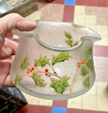 Vase  effet givré decor houx