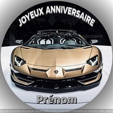Lamborghini . Déco de gâteau personnalisée, comestible, Azyme ,disque diam.20cm