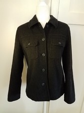 J Crew Coat Wool Blend Womens Small Thinsulate Lining Black Button Up 