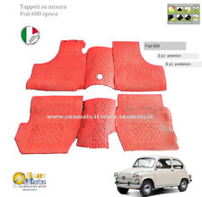 Tapis Fiat 600 de Collection Caoutchouc + Moquette Couleur Rouge Made IN Italy