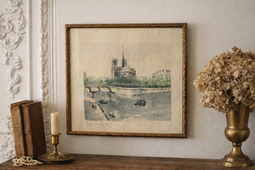 Tableau aquarelle paris île - aquarelle,