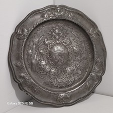 Plat Etain Mariage Fleur Lys Dauphins Haute Époque