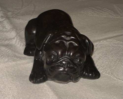 Bulldog figurine brown solid - bulldog,