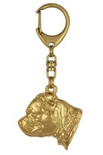 Staffordshire Bull Terrier, Staffie II - Porte-clés doré avec chien, décoration 