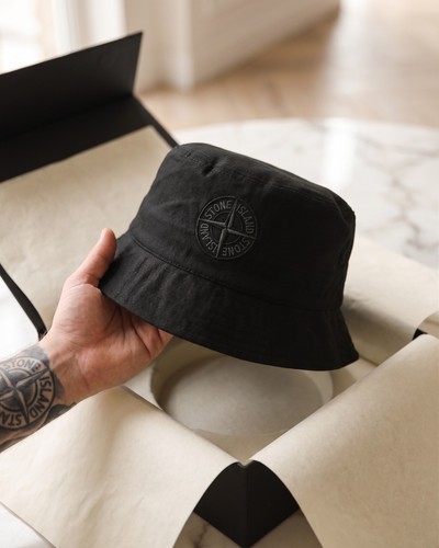 Stone island black bucket hat - black,
