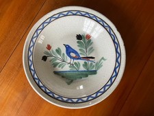 Jatte creuse cul noir faïence de Forges Les Eaux - Décor rare oiseau-Epoque XIXe