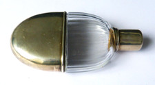 Flacon flasque à whisky alcool en ARGENT et verre vers 1920