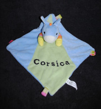 Doudou plat âne vert bleu