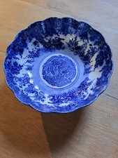 Ceramique Asiatique, Japon? Grand Bol Bleu Blanc , Double Cercle Bleu