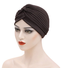 Bonnet turban marron foncé