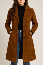 Trench femme en cuir daim