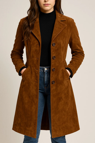Trench femme cuir daim - trench,