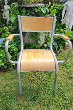ANCIENNE CHAISE D'ECOLE BUREAU ENFANT EN BOIS ET TUBULAIRE FER