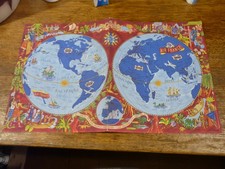 BOUCHER LUCIEN DEPLIANT planisphère  AIR FRANCE PROTÈGE CAHIER années 50