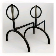 Paires de Chenets cheminée Dans Le Goût De Jacques Adnet 1950 Laiton ,Fer Forgé 