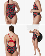 Speedo Swimsuit Geometric Red