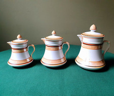 Faïence Creil et Montereau fin XIX ème  3 Pots à lait avec couvercles - Bon état