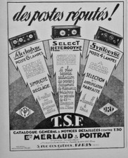 PUBLICITÉ DE PRESSE 1926 TSF