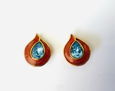 Boucles d'oreilles cristal facetté YVES SAINT LAURENT  Vintage 1990s