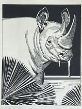 Paul JOUVE Gravure Animalière ART DECO Rhinocéros Nashorn Rhinoceronte Jungle