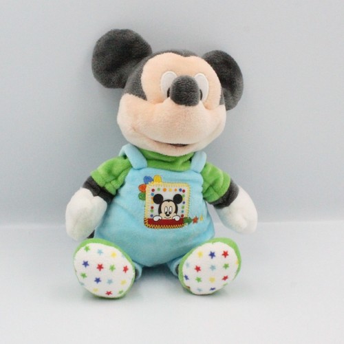 Doudou mickey bleu vert cubes - doudou,