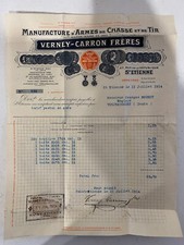 Facture Manufrance Armes Chasse et Tir St Etienne Verney Carron Frères 1914 ww1