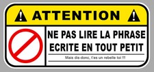 ATTENTION NE PAS LIRE HUMOUR FUN DRIFT JDM AUTOCOLLANT STICKER 12cmX5,5m  AA196