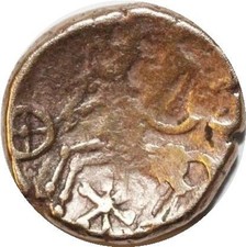 CD0754 Gauloise Médiamatriques Metz Quart de Statère Tête Janiforme -100 Or Gold