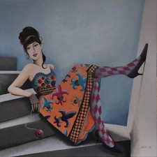 Laure COUDOUR(1971), Coquette (Acrylique sur toile, 50x50 Cm)