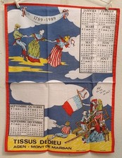 TORCHON CALENDRIER PUB BICENTENAIRE 1989  - TISSUS DEDIEU AGEN MONT-DE-MARSAN 