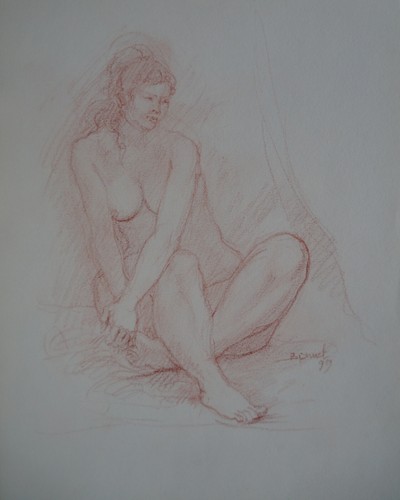 Dessin sanguine etude nu - ,