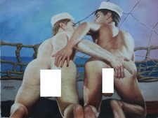 portrait homme nu integrale peinture huile sur toile / painting on canvas nude