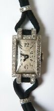 Montre femme PLATINE + diamants mécanique ART DECO  watch diamonds
