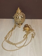 Ancien Encensoir Religieux/BRONZE/GOTHIQUE/EGLISE/H.120 cm/H.VASQUE 20cm/NO AUBE