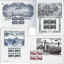 FRANCE 4 Affiches Poste Aérienne : Burelé -Vue de Paris -CITT 1949 -UPU 1947