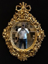 Miroir Ovale En Bois Sculpté