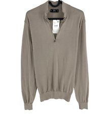 Mango Mng Hommes Gris 100% Laine Demi Fermeture Éclair Pull Taille M