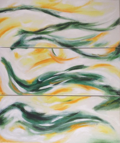 Triptyque tableau toile - fil, du
