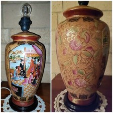  MAGNIFIQUE PIED LAMPE  SUR SUPPORT BOIS-ART D'ASIE JAPONAIS- OBJET DÉCO VINTAGE